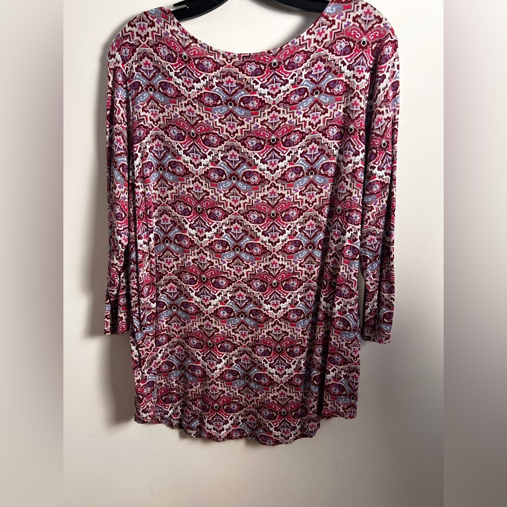 Philosophy Pink and White Patterned Long Sleeve Top Boho Vibes